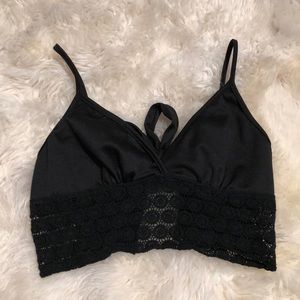 Black bralette with crochet pattern Medium